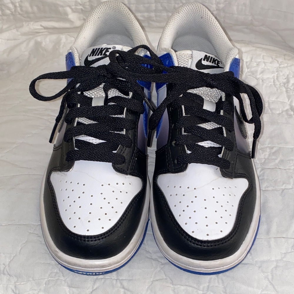 Nike Kids Black, White, and Blue Dunks